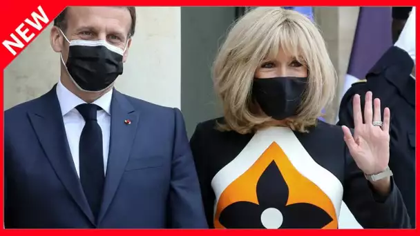 ✅  Brigitte Macron pimpante : on adore sa robe Louis Vuitton graphique