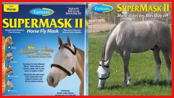 SuperMask II Shimmer Weave Mesh Horse Fly Mask Without Ears, Eye Protection from Insect Pests, Soft