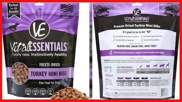 Vital Essentials Freeze Dried Dog Food, Turkey Mini Nibs 16 oz