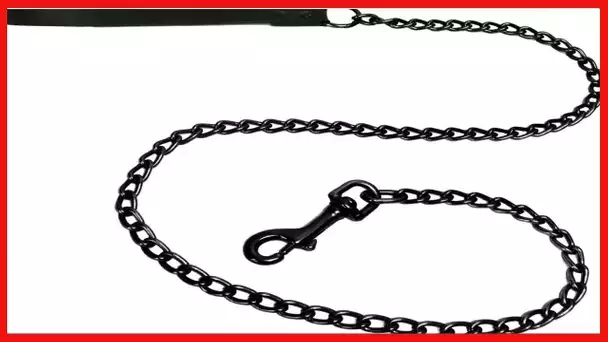 Platinum Pets 3mm Coated Chain Dog Leash with Leather Handle, Midnight Black