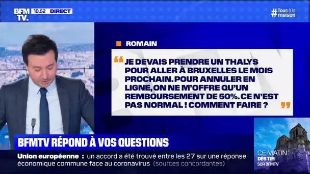 Pour annuler mon voyage Thalys, on me propose un remboursement de 50%, est-ce normal? BFMTV répond