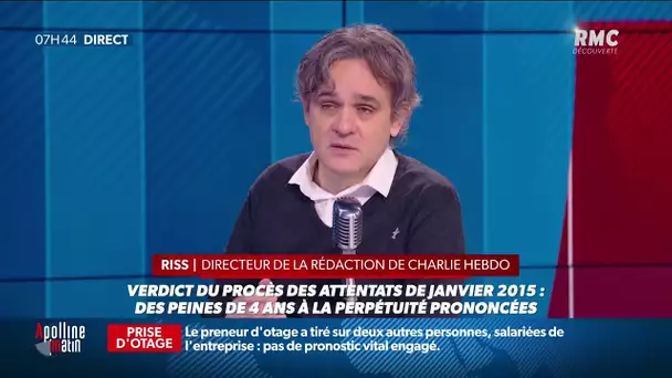 Procès des attentats 2015: le directeur de la rédaction de Charlie Hebdo Riss témoigne sur RMC