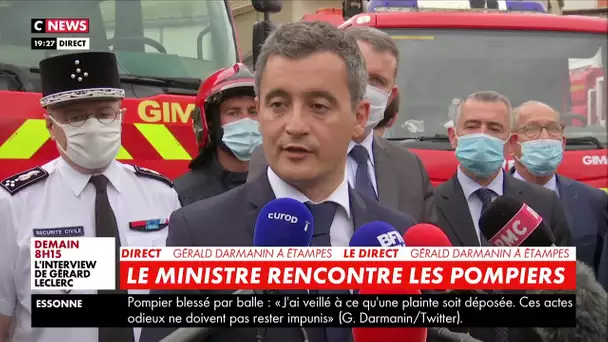 Gérald Darmanin donne des nouvelles du pompier blessé par balle