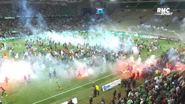 Saint-Etienne en Ligue 2 : Fumigènes, lacrymo... les incidents à Geoffroy-Guichard en direct sur RMC