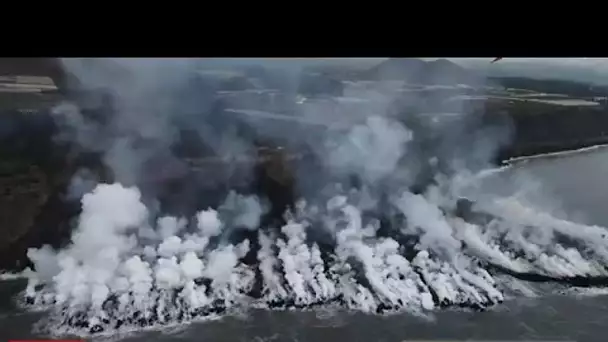 Impressionnantes images aériennes de la coulée de lave à La Palma