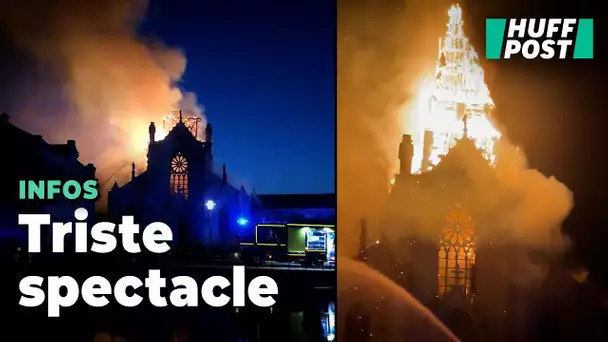 À Saint-Omer, l’église de l’Immaculée-Conception prend feu, le clocher s'effondre