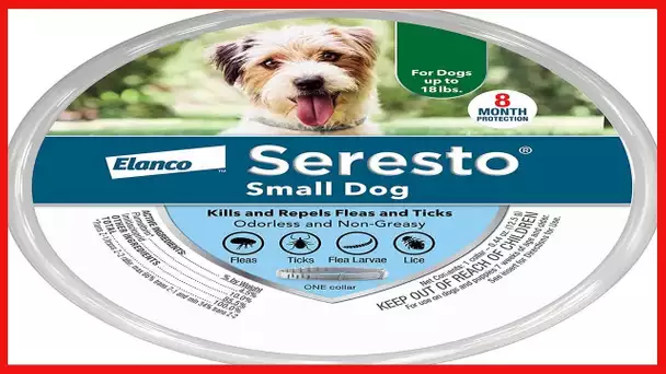 Seresto Flea and Tick Collar for Dogs, 8-Month Flea and Tick Collar for Small Dogs, Up to 18 Pounds