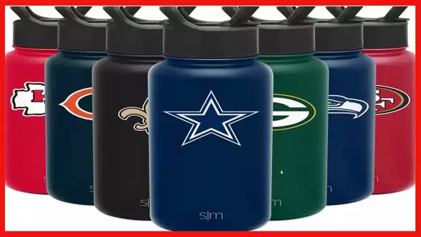 Simple Modern Officially Licensed NFL Water Bottle with Straw Lid | Gifts for Men & Women