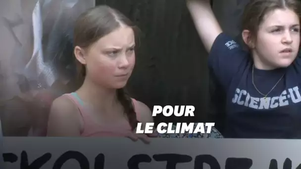 À peine arrivée à New York, Greta Thunberg manifeste devant l'ONU