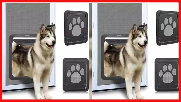 Ownpets Dog Screen Door, Inside Door Flap 12x14x0.4 Inch, Lockable Pet Screen Door, Magnetic Self