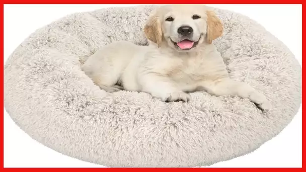 Active Pets Plush Calming Dog Bed, Donut Dog Bed for Small Dogs, Medium & Large, Anti Anxiety Dog