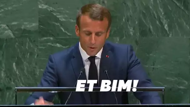 Emmanuel Macron s'en est encore pris à son pupitre pendant son discours à l'ONU