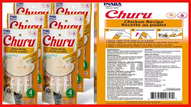 INABA Churu Cat Treats, Grain-Free, Lickable, Squeezable Creamy Purée Cat Treat