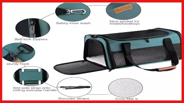 Akinerri Airline Approved Pet Carriers,Soft Sided Collapsible Pet Travel Carrier for Medium Puppy