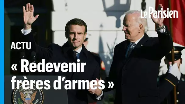 «Il nous faut savoir redevenir frères d’armes», déclare Macron reçu par Biden aux Etats-Unis