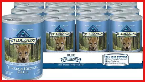 Blue Buffalo Wilderness High Protein, Natural Puppy Wet Dog Food, Turkey & Chicken Grill 12.5-oz can