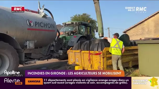 En Gironde, pour lutter contre les flammes, les agriculteurs viennent en aide