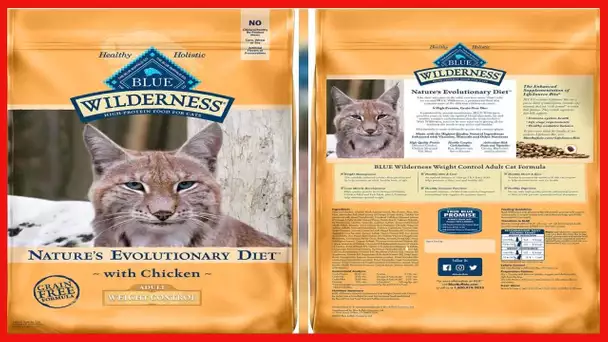 Blue Buffalo Wilderness High Protein Grain Free, Natural Adult Weight Control Dry Cat Food, Chicken