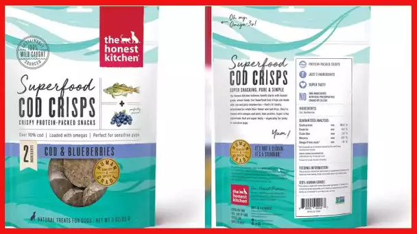 The Honest Kitchen Superfood Cod Crisps - Human Grade Natural Dog Treats - Cod & Blueberries