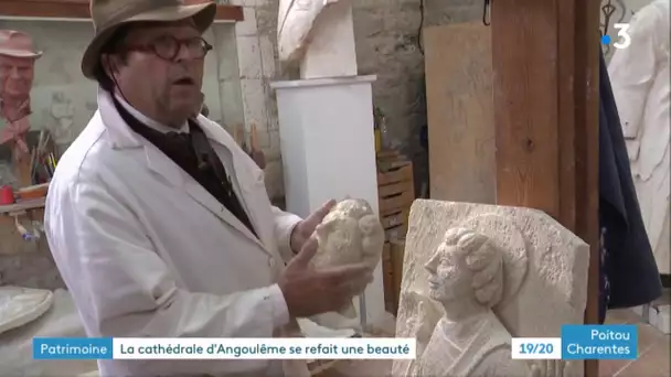 Angoulême : rénovation des statues de la façade de la cathédrale