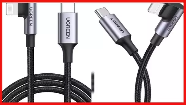 UGREEN MFi Certification Lightning Cable - 90 Degree USB C to Lightning Cable 6FT Compatible with