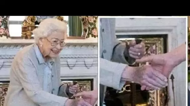 Reine en pleine santé alors qu'elle a l'air frêle avec une main meurtrie lors de la réunion de Truss