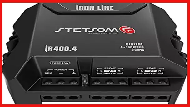 Stetsom IR 400.4 2 Ohms Compact Digital 4 Channels Amplifier, IRON LINE, 400 Watts RMS 400x4, 2Ω