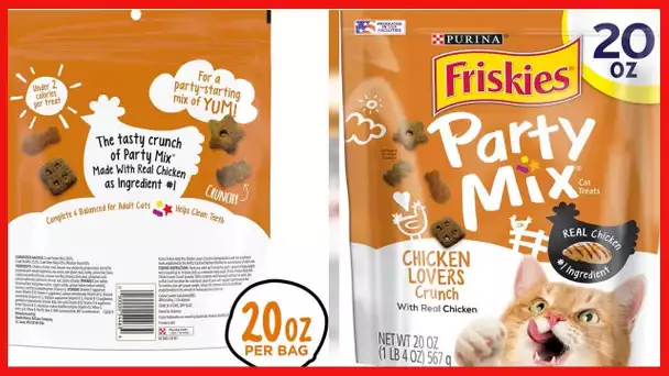 Purina Friskies Made in USA Facilities Cat Treats, Party Mix Chicken Lovers Crunch - 20 oz. Pouch