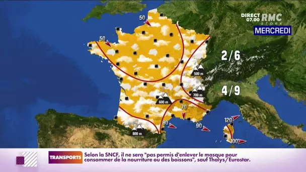 Météo : des températures en baisse à partir de mercredi