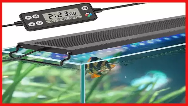 hygger Auto On Off LED Aquarium Light, Full Spectrum Fish Tank Light with LCD Monitor, 24/7 Lighting