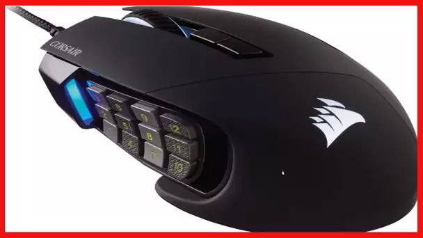 Corsair Scimitar RGB Elite, MOBA/MMO Gaming Mouse, Black, Backlit RGB LED, 18000 DPI, Optical