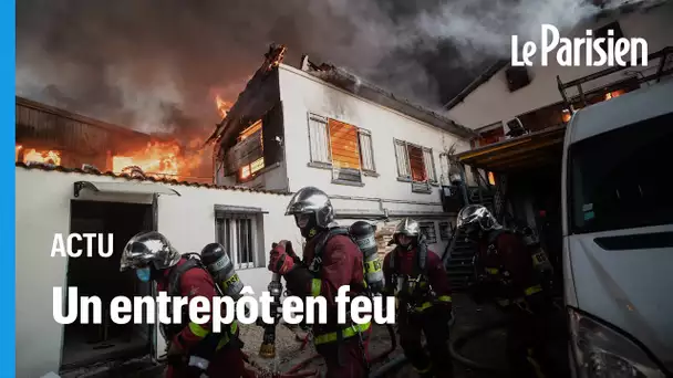 Aubervilliers : un spectaculaire incendie ravage un entrepôt