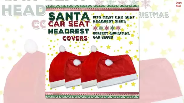 Yixin 4-Piece Santa Claus hat car seat headrest Cover Cute car Decoration Interior Accessories-car