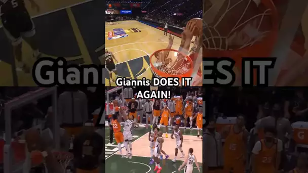 Giannis’ HUGE block in the Cup games is similar to his 2021 NBA Finals block!🏆|#Shorts