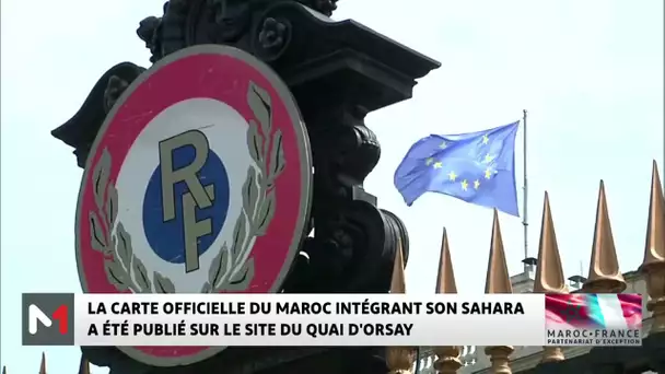 La carte officielle du Royaume du Maroc intégrant son Sahara publiée sur le site du Quai d'Orsay