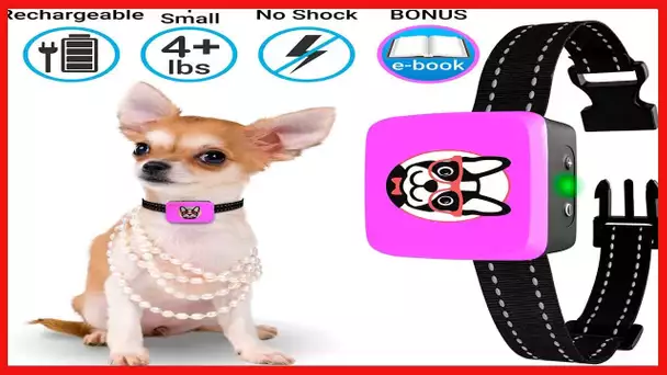 Small Dog Bark Collar Rechargeable – Smallest Bark Collar for Small Dogs 5-15lbs - Most Humane Stop