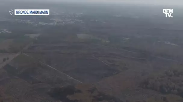 Les images des dégâts causés par les incendies en Gironde vus du ciel