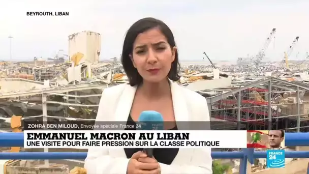 Quatre semaines après l'explosion, Emmanuel Macron se rend sur le port de Beyrouth