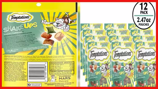 TEMPTATIONS ShakeUps Crunchy and Soft Cat Treats, CLUCKY Carnival, Multiple Sizes