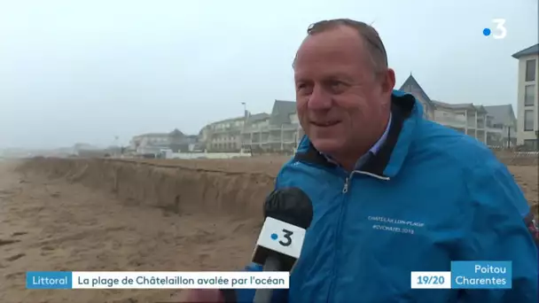 Châtelaillon Plage : effondrement de la plage de après le passage de la tempête Alex