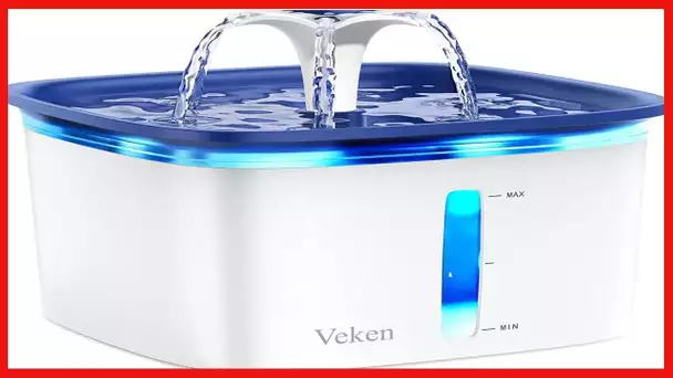 Veken 95oz/2.8L Pet Fountain, Automatic Cat Water Fountain Dog Water Dispenser with Smart Pump