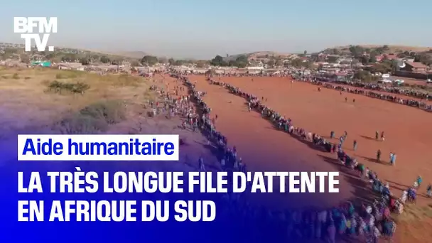 Afrique du Sud: la longue file d'attente lors d'une distribution de nourriture et de masques