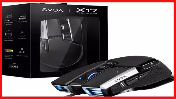 EVGA X17 Gaming Mouse, Wired, Black, Customizable, 16,000 DPI, 5 Profiles, 10 Buttons, Ergonomic 903