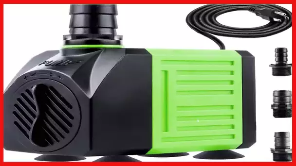 Aysoner Submersible Fountain Water Pump: 550GPH 30W Adjustable Ultra Quiet Small Pond Pump with 6ft