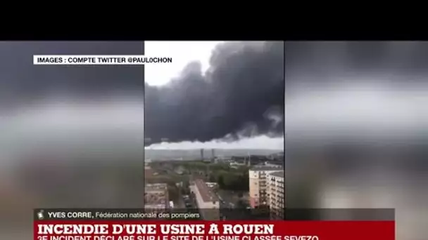 Incendie d'une usine à Rouen : "Des unités spécialisées de pompiers dépêchées sur les lieux"