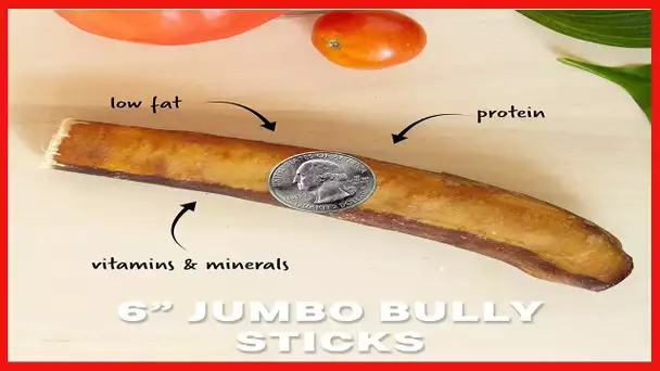 Downtown Pet Supply 6" Bully Sticks for Large Dogs - Dog Dental Treats & Rawhide-Free Dog Chews