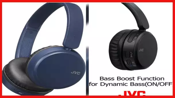 JVC Deep Bass Wireless Headphones, Bluetooth 4.1, Bass Boost Function, Voice Assistant Compatible,