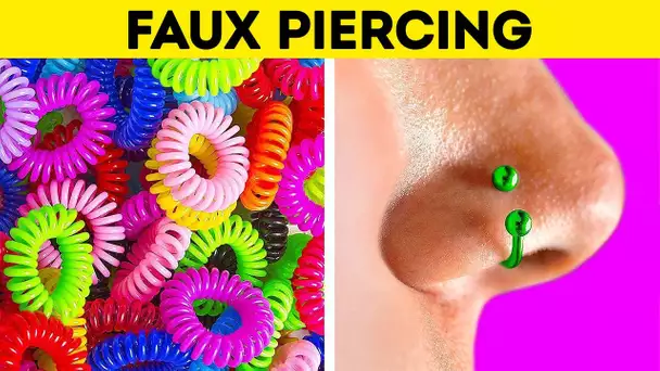 FAUX PIERCINGS DIY || ASTUCES ET IDÉES DIY FOLLES MAIS AMUSANTES