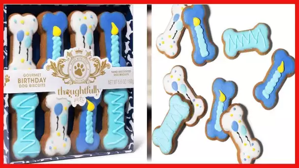 Thoughtfully Gifts, Boy and Girl Dog Birthday Cookies Gift Set, Includes Hand Decorated Dog Biscuits