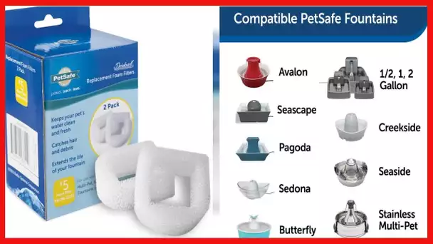 PetSafe Drinkwell Replacement Foam Filters Compatible with PetSafe Ceramic and Stainless Steel Pet